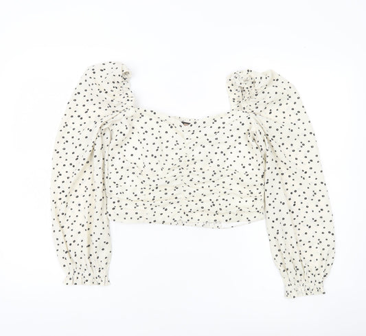 Womens UK Size 12 Pink Vanilla White Cropped Blouse