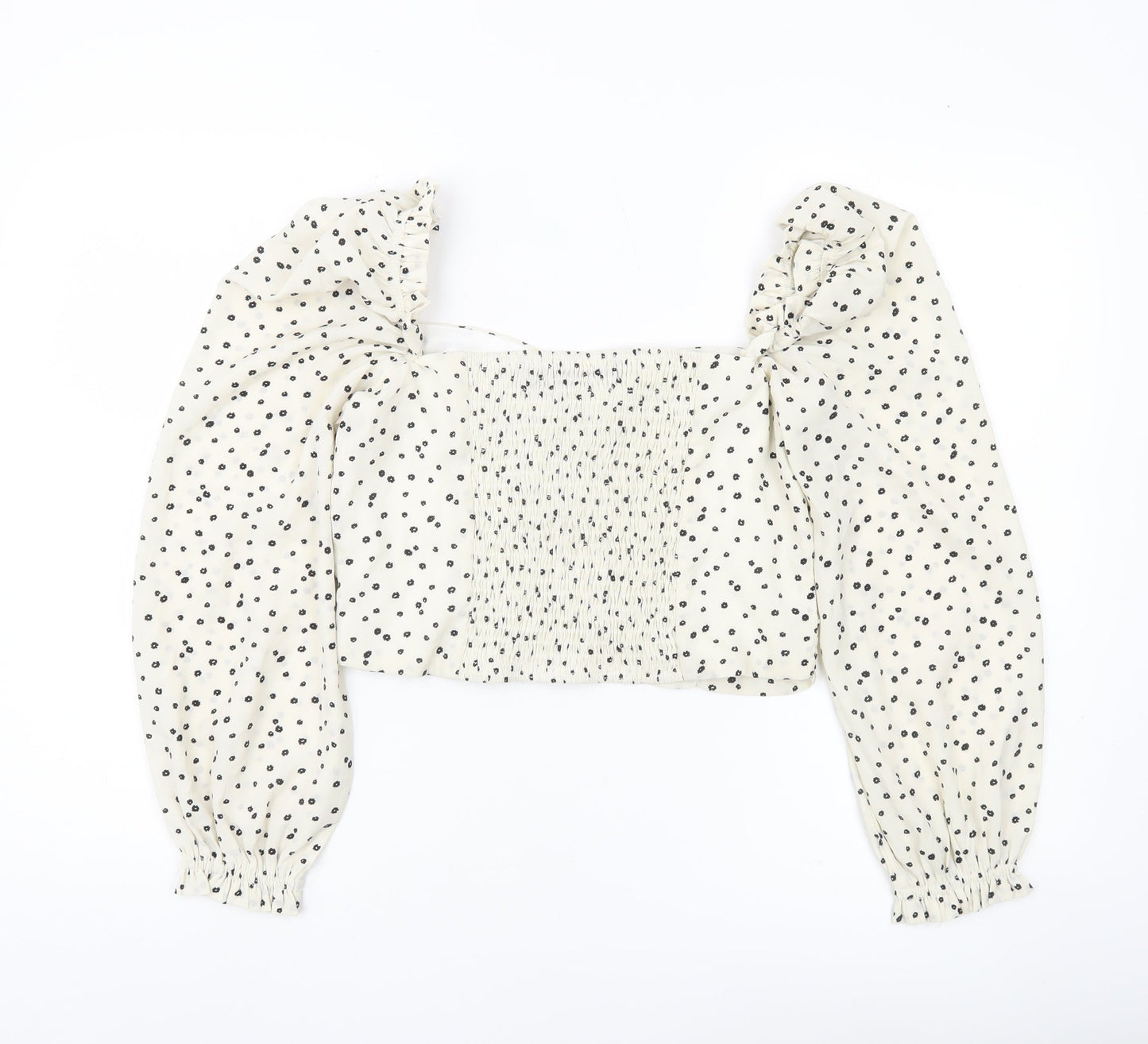 Womens UK Size 12 Pink Vanilla White Cropped Blouse