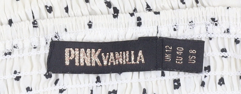 Womens UK Size 12 Pink Vanilla White Cropped Blouse