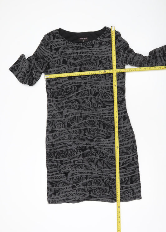 Phase Eight Women Black Size 12 Sheath Knee Length Floral Dress