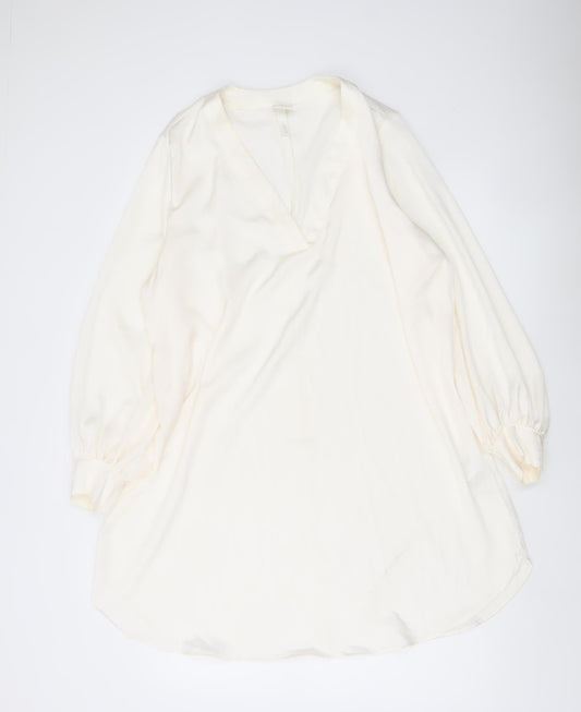 Womens UK Size 12 H&M Ivory Tunic Blouse