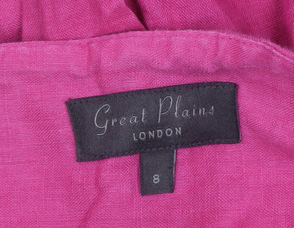 Great Plains Women’s Pink Linen Knee Length A-Line Skirt Size 8