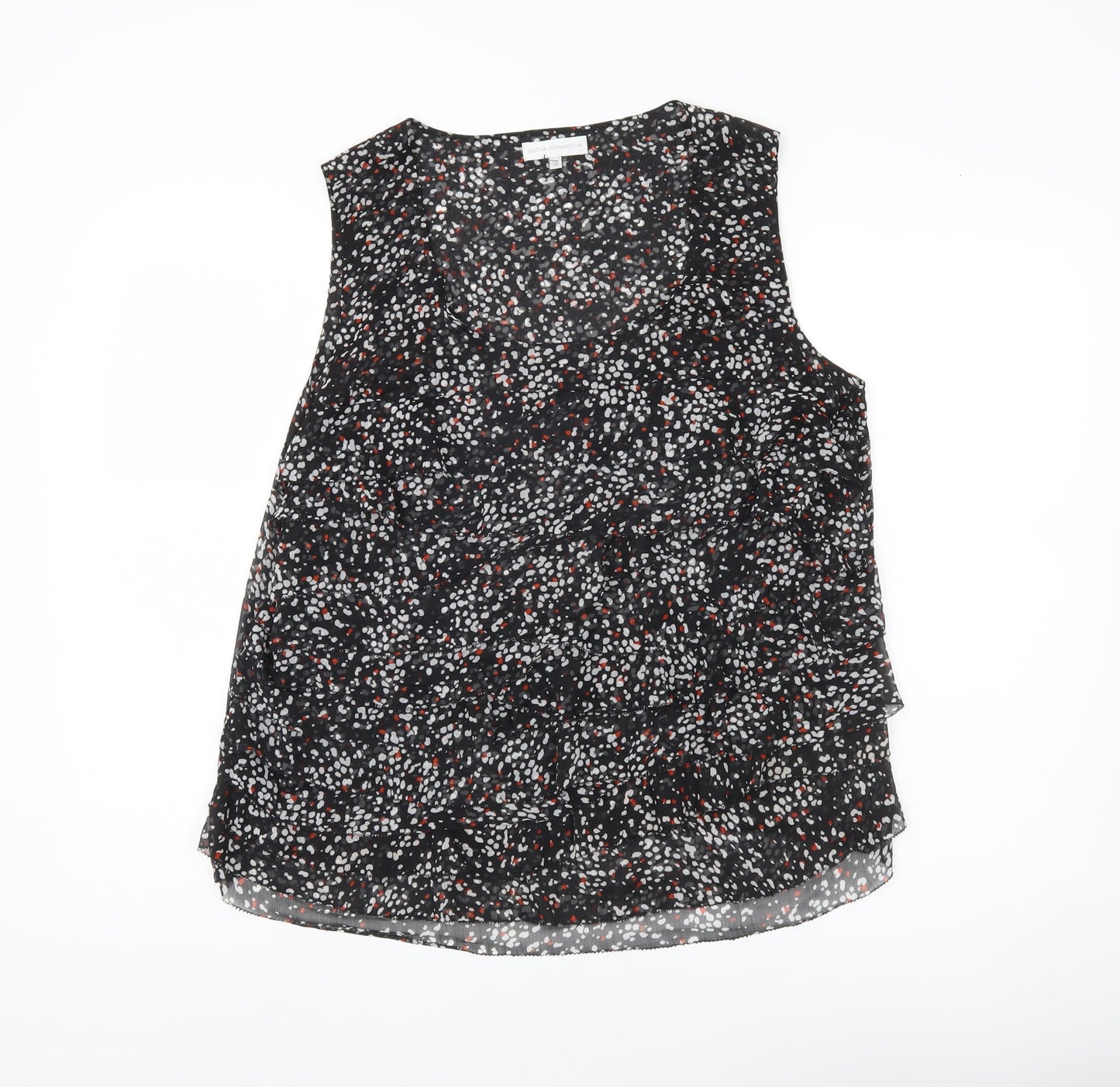 John Rocha Women’s Black Floral Sleeveless Tunic Blouse Size 16