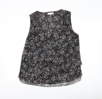 John Rocha Women’s Black Floral Sleeveless Tunic Blouse Size 16