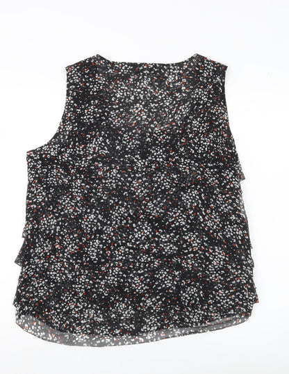 John Rocha Women’s Black Floral Sleeveless Tunic Blouse Size 16