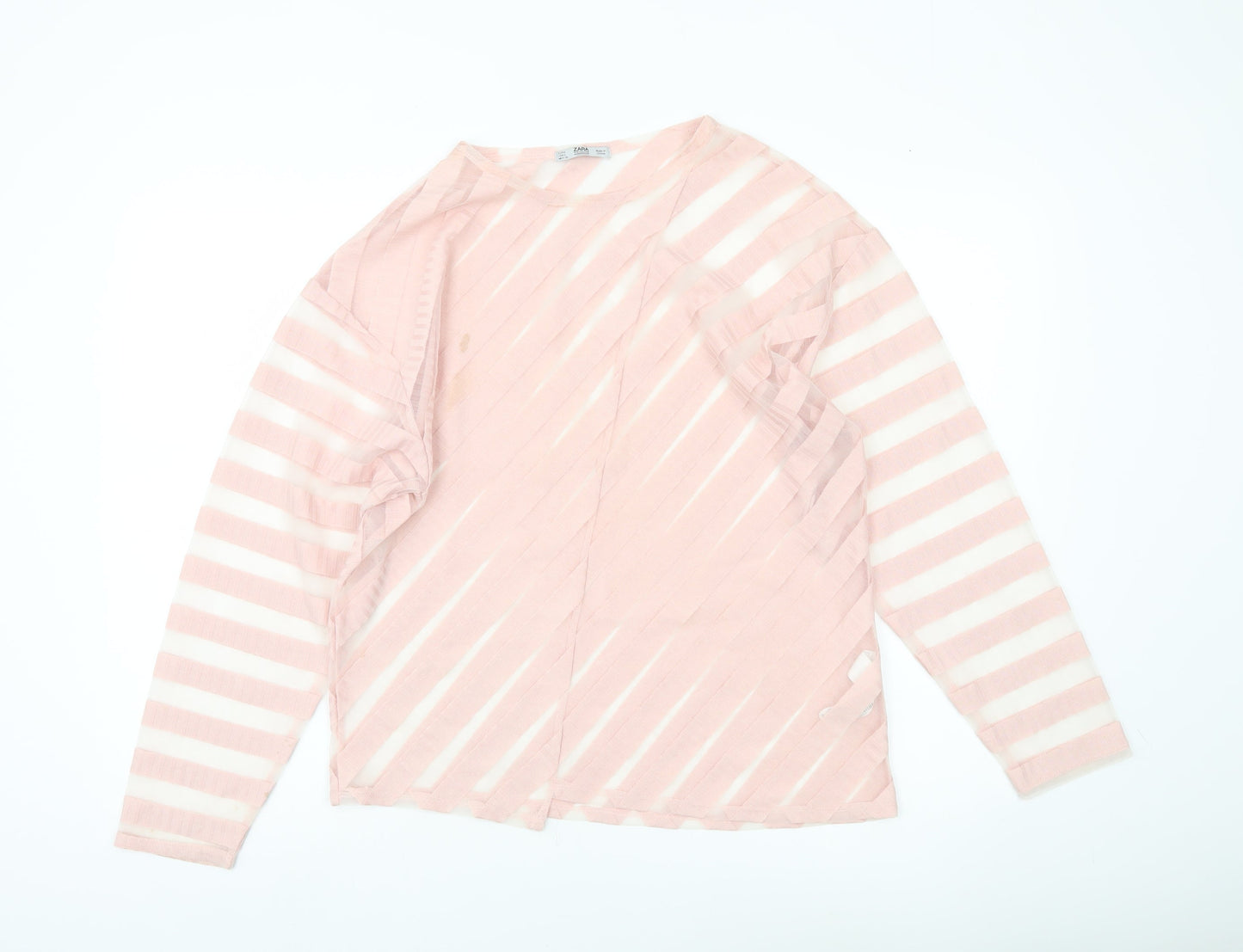Womens UK Size L Zara Pink Basic Blouse