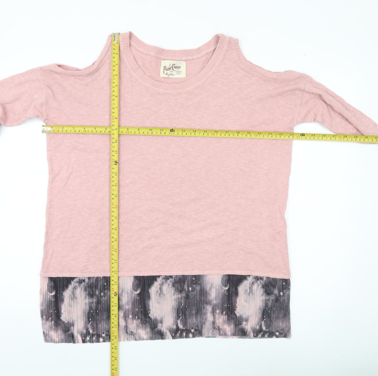A Postcard From Brighton Womens Pink Cold Shoulder Knit Jumper Size S