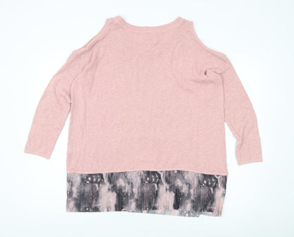 A Postcard From Brighton Womens Pink Cold Shoulder Knit Jumper Size S