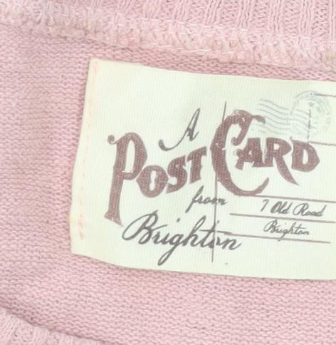 A Postcard From Brighton Womens Pink Cold Shoulder Knit Jumper Size S