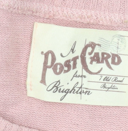 A Postcard From Brighton Womens Pink Cold Shoulder Knit Jumper Size S