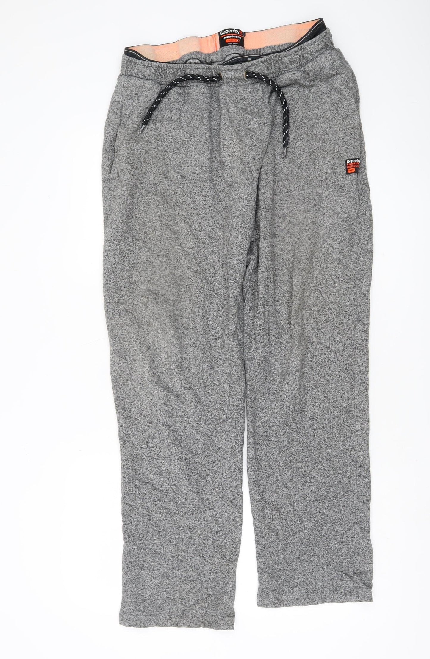 Superdry Women Grey Sweatpants L Regular Fit Cotton Blend Joggers