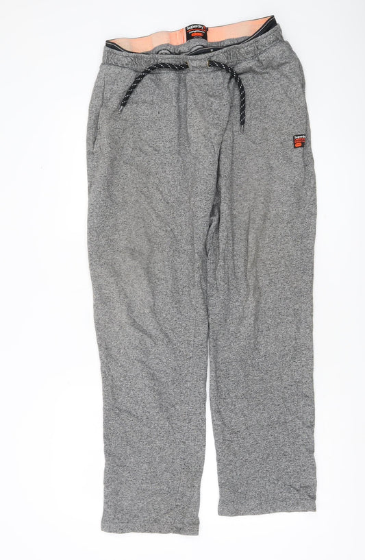 Superdry Women Grey Sweatpants L Regular Fit Cotton Blend Joggers