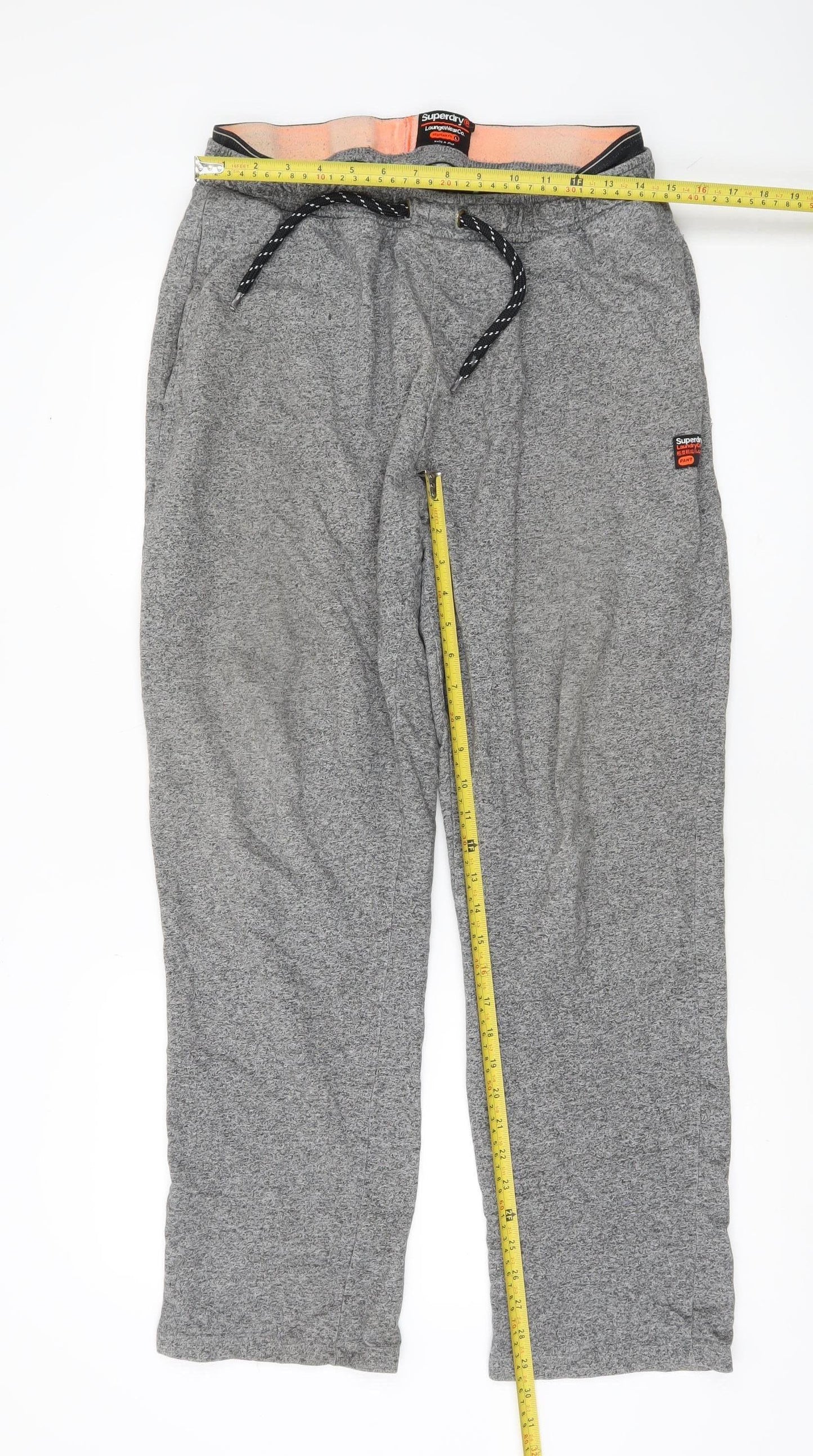Superdry Women Grey Sweatpants L Regular Fit Cotton Blend Joggers