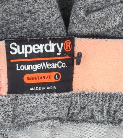 Superdry Women Grey Sweatpants L Regular Fit Cotton Blend Joggers