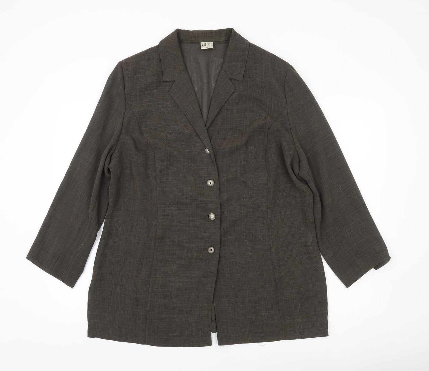 Vicini Women Brown Size 16 Single-Breasted Suit Jacket
