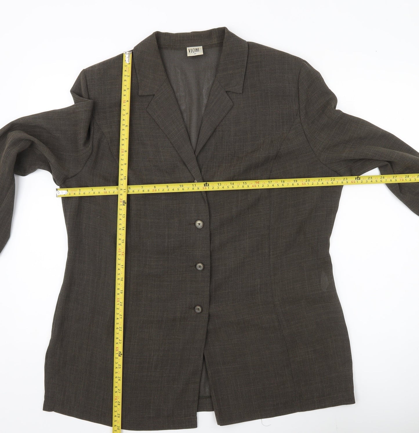 Vicini Women Brown Size 16 Single-Breasted Suit Jacket