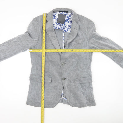 s.Oliver Men’s Grey 36R Suit Jacket Blazer Regular Fit Notch Lapel