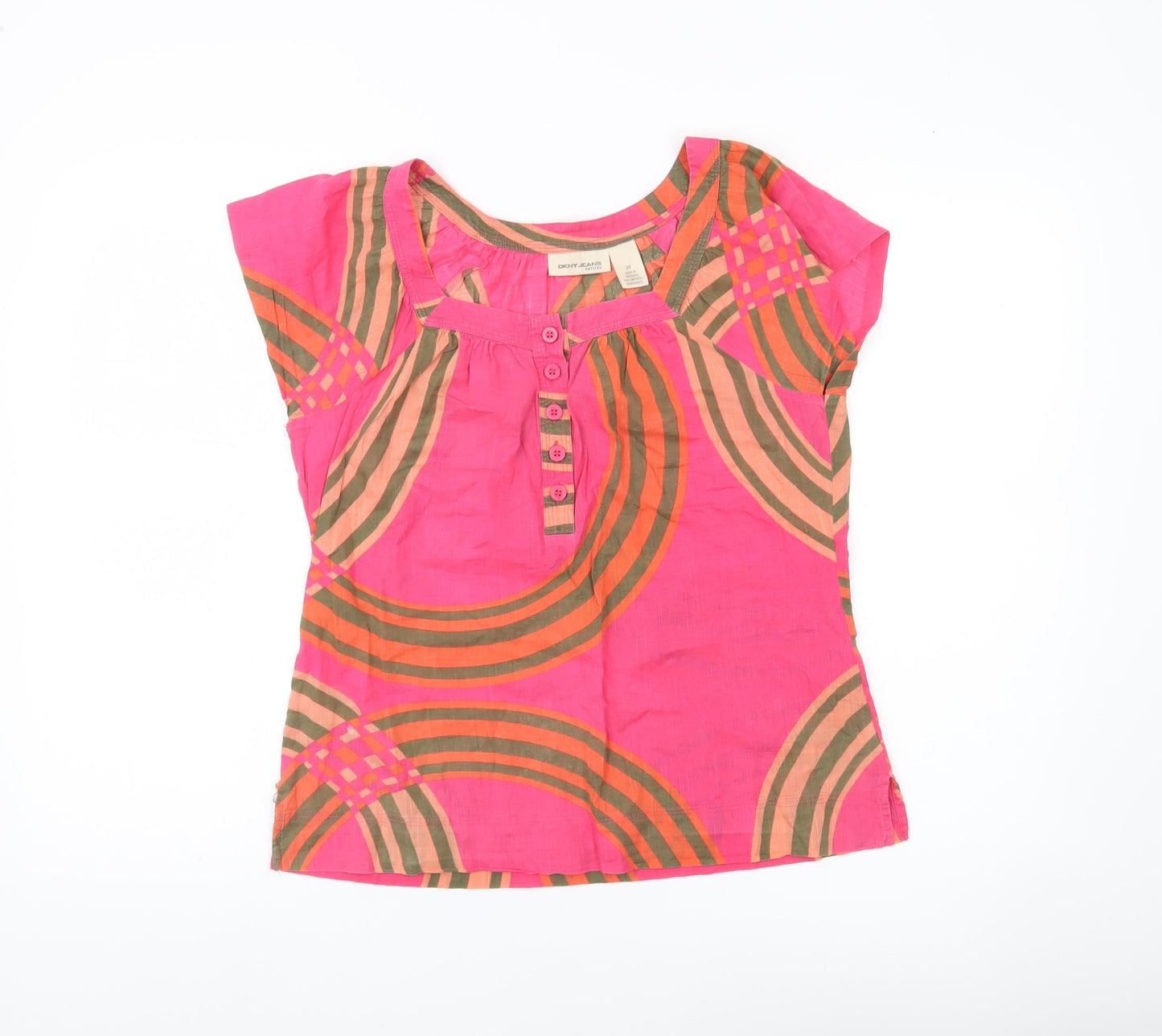 Womens UK Size 2XS DKNY JEANS Pink Tunic Blouse