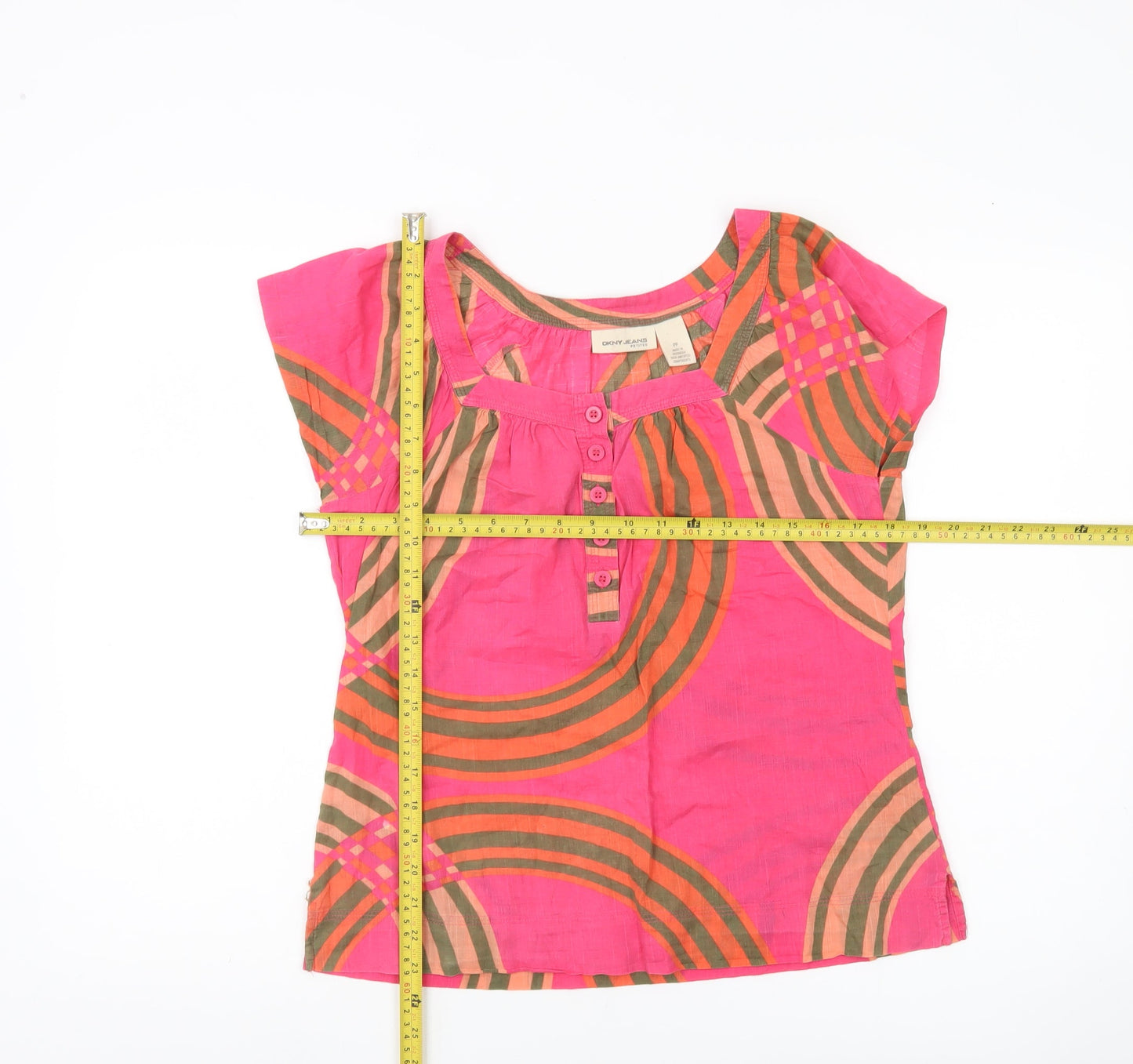 Womens UK Size 2XS DKNY JEANS Pink Tunic Blouse