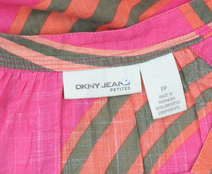 Womens UK Size 2XS DKNY JEANS Pink Tunic Blouse