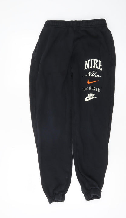 Nike Women Black Jogger Sweatpants Small Logo Elastic Waist
