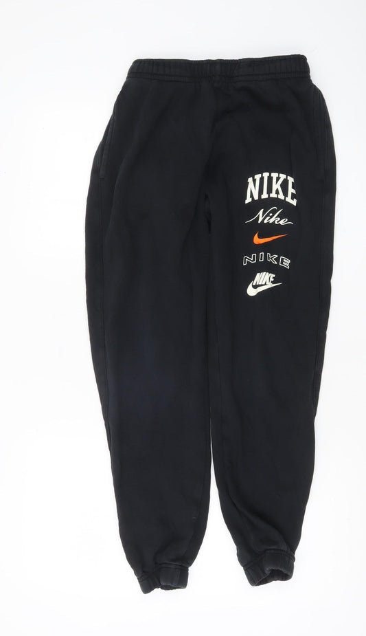 Nike Women Black Jogger Sweatpants Small Logo Elastic Waist