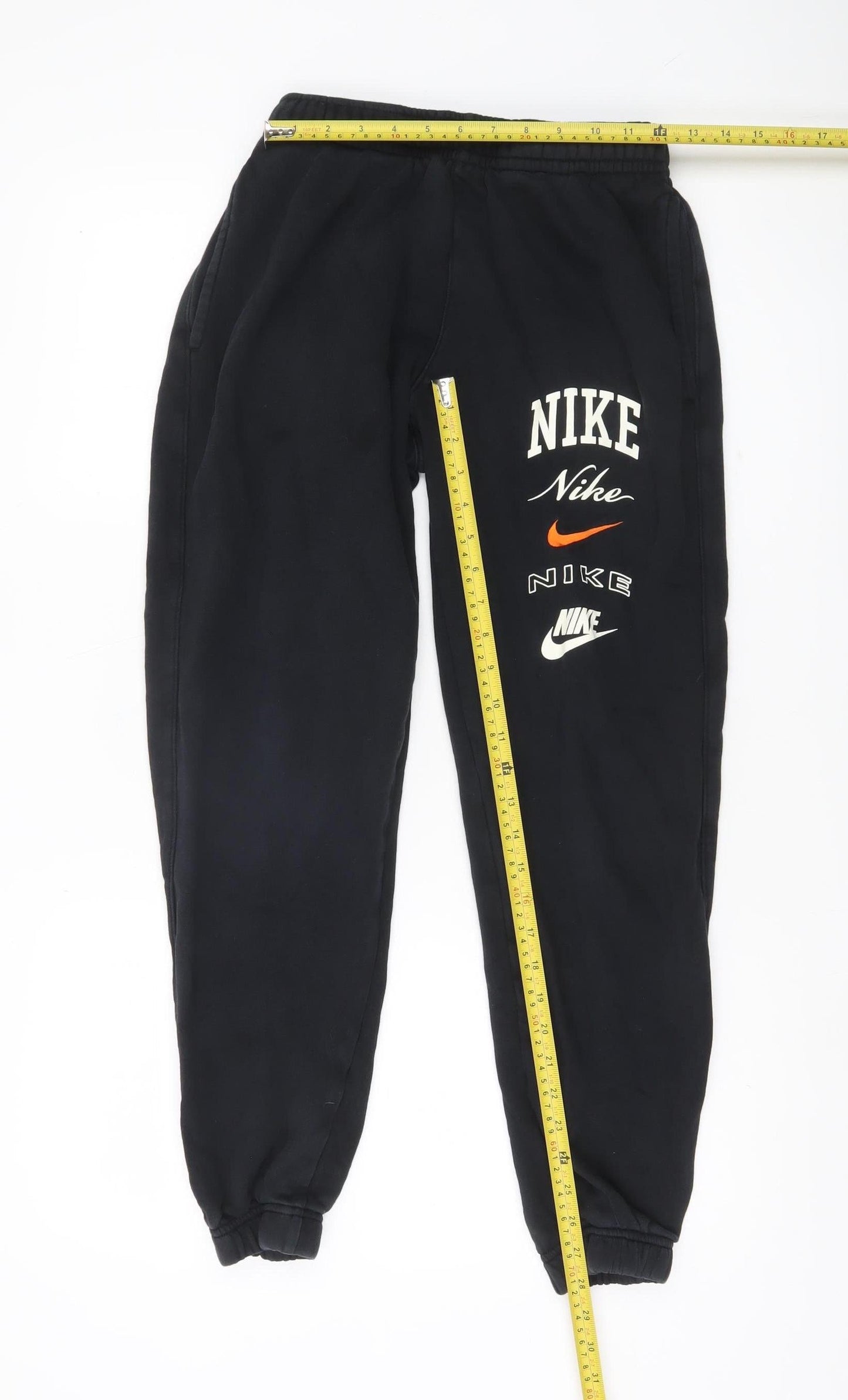 Nike Women Black Jogger Sweatpants Small Logo Elastic Waist