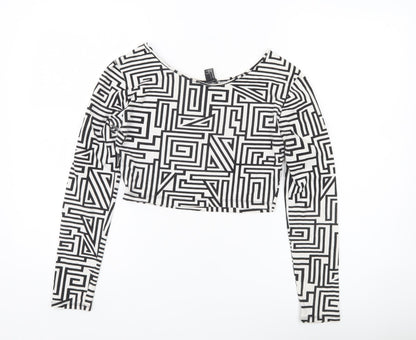 Womens UK Size L FOREVER 21 Multicoloured Cropped T-Shirt