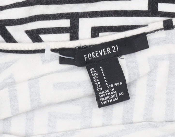 Womens UK Size L FOREVER 21 Multicoloured Cropped T-Shirt