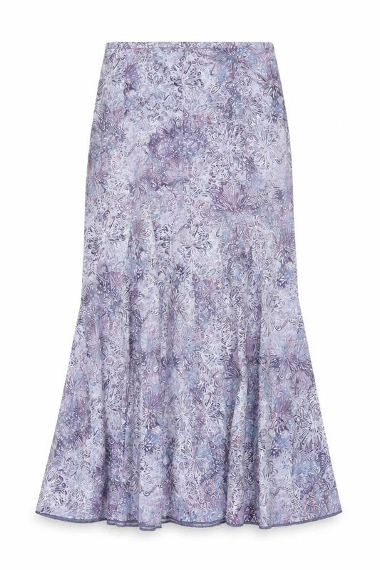 Peruvian Connection Womens Purple Floral Midi Trumpet Cotton Skirt Size 8
