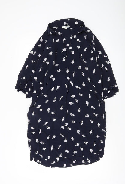 Whistles Women’s Blue Floral Tunic Blouse Size S Viscose 3/4 Sleeve