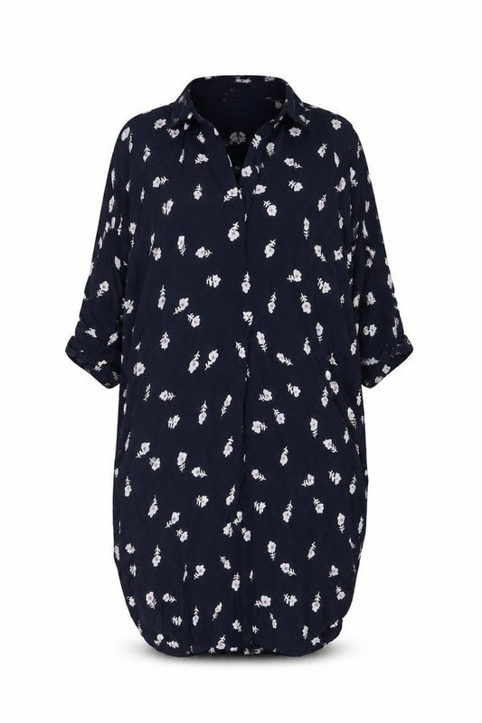 Whistles Women’s Blue Floral Tunic Blouse Size S Viscose 3/4 Sleeve