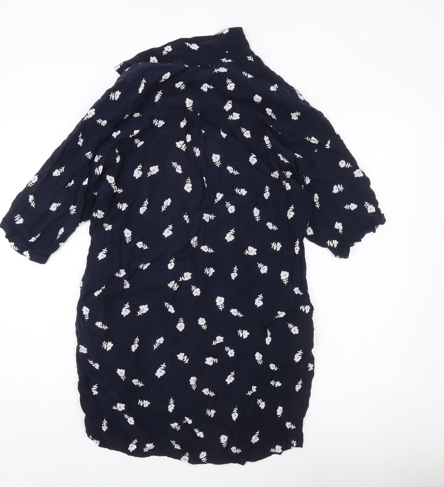 Whistles Women’s Blue Floral Tunic Blouse Size S Viscose 3/4 Sleeve