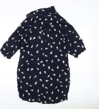 Whistles Women’s Blue Floral Tunic Blouse Size S Viscose 3/4 Sleeve