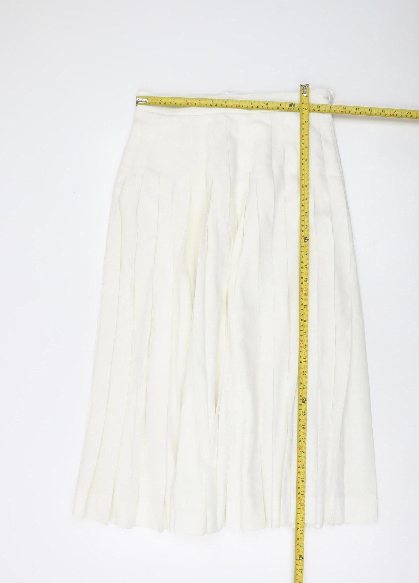 Country Casuals Women Ivory Pleated Midi Skirt Size 14 Polyester Viscose