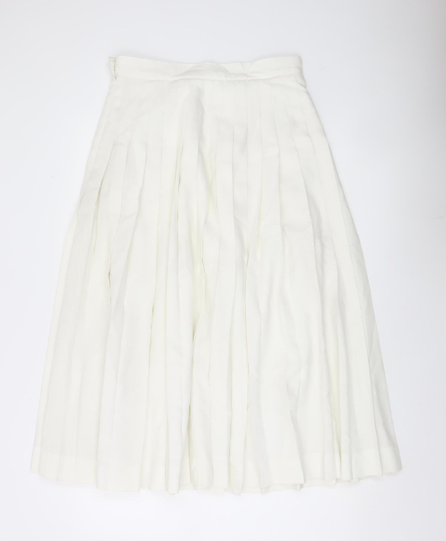 Country Casuals Women Ivory Pleated Midi Skirt Size 14 Polyester Viscose