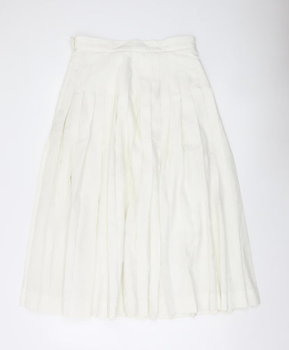 Country Casuals Women Ivory Pleated Midi Skirt Size 14 Polyester Viscose