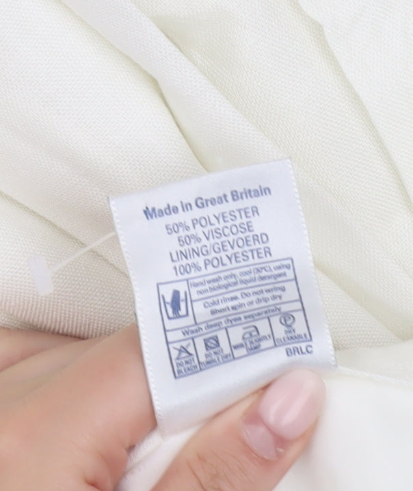 Country Casuals Women Ivory Pleated Midi Skirt Size 14 Polyester Viscose