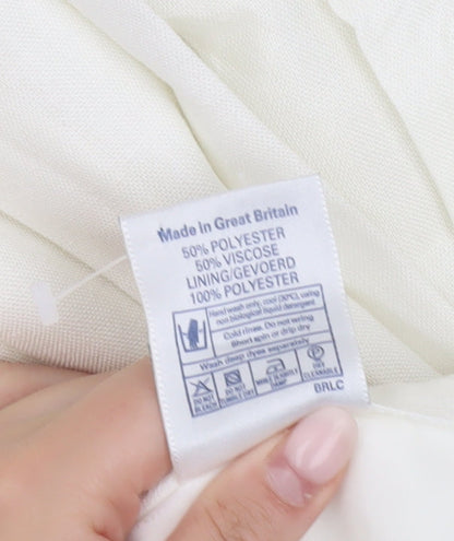 Country Casuals Women Ivory Pleated Midi Skirt Size 14 Polyester Viscose