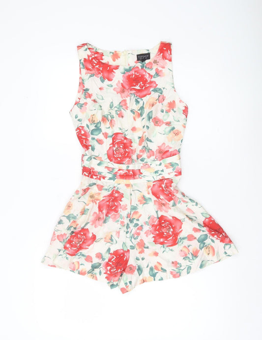 Topshop Women’s Floral Playsuit UK 6 Sleeveless Summer Zip