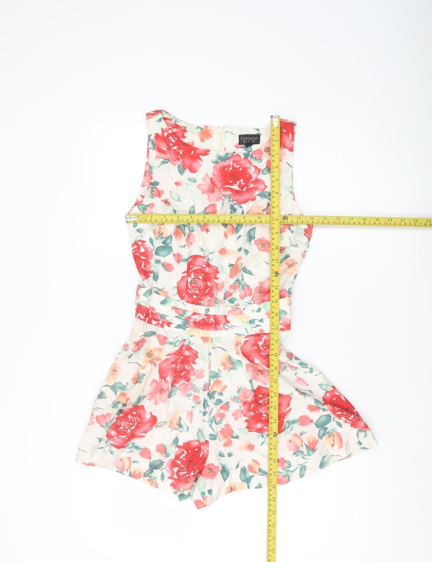 Topshop Women’s Floral Playsuit UK 6 Sleeveless Summer Zip
