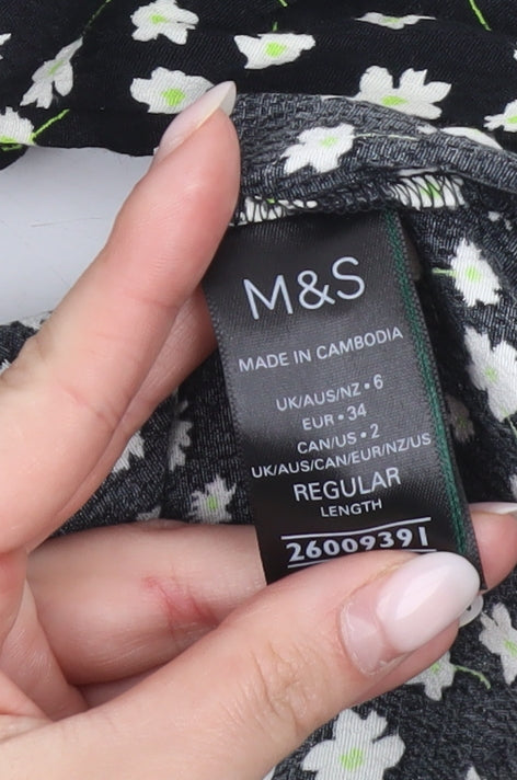 Womens UK Size 6 Marks and Spencer Black Tunic Blouse