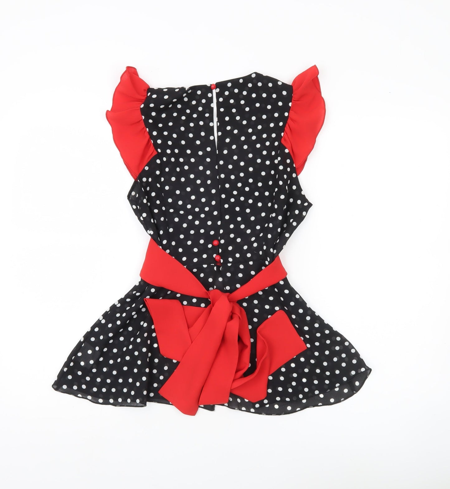 Baylis & Knight Womens Black Polka Dot Blouse Size 10 Wrap Style