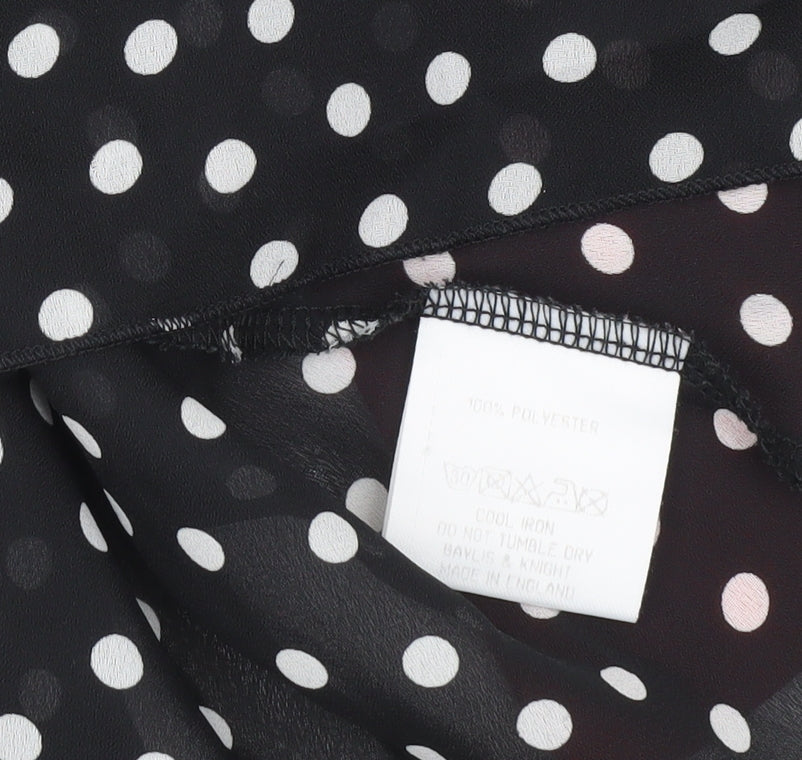 Baylis & Knight Womens Black Polka Dot Blouse Size 10 Wrap Style