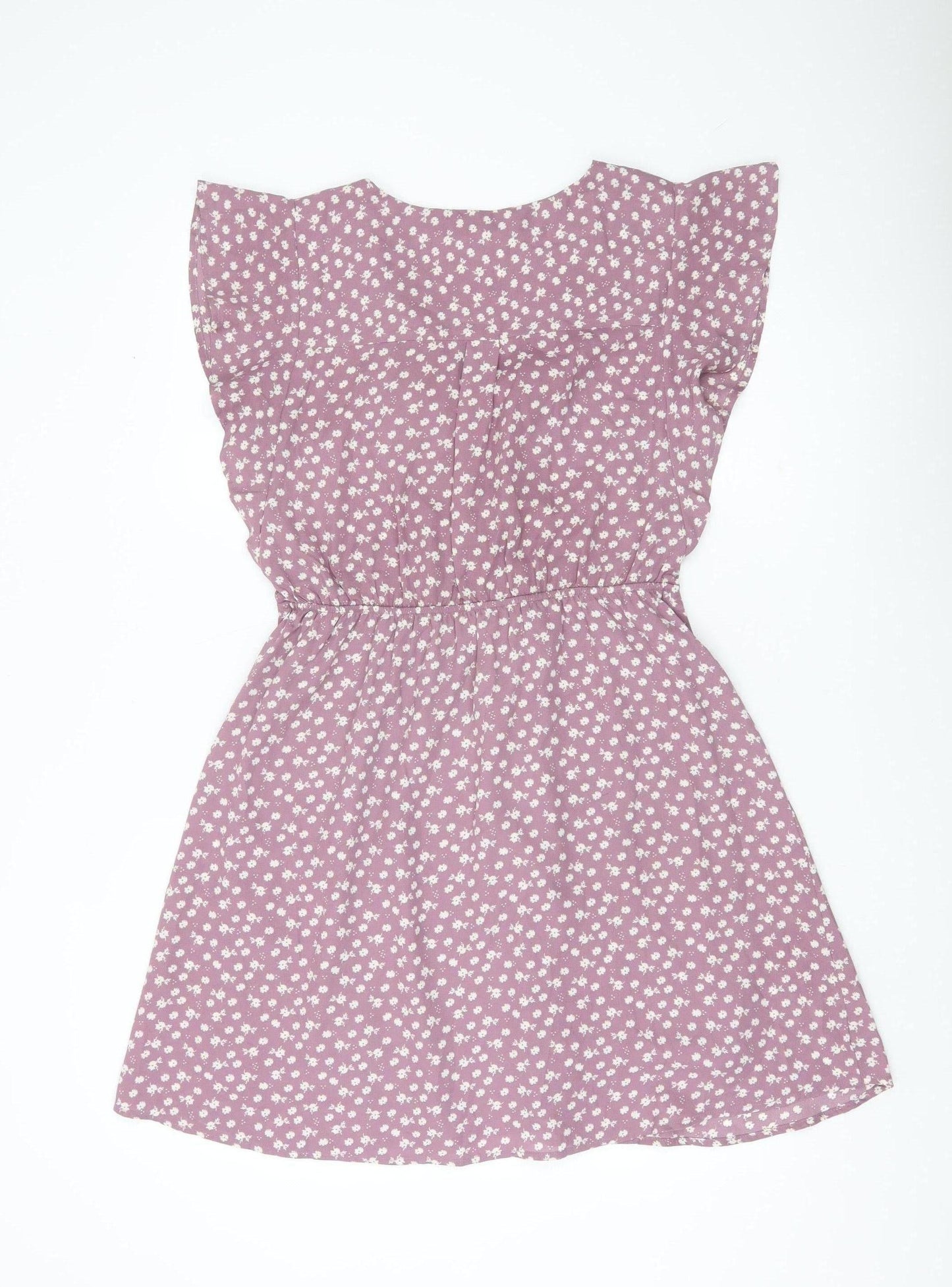 Monteau Los Angeles Women’s Purple Floral A-Line Short Dress L
