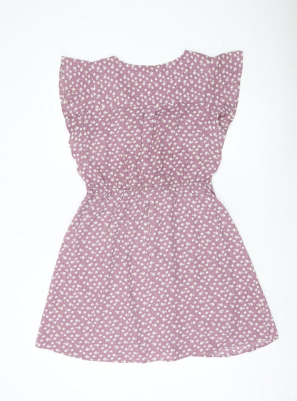 Monteau Los Angeles Women’s Purple Floral A-Line Short Dress L