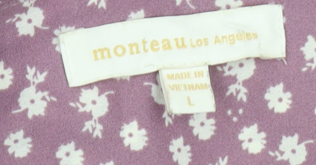 Monteau Los Angeles Women’s Purple Floral A-Line Short Dress L