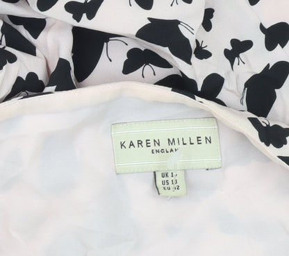 Karen Millen Women’s Pink Black Butterfly Silk Slip Dress Size 14