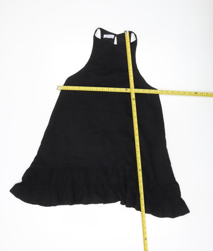 SHU SHI Women Black Cotton Halter Swing Dress Size M