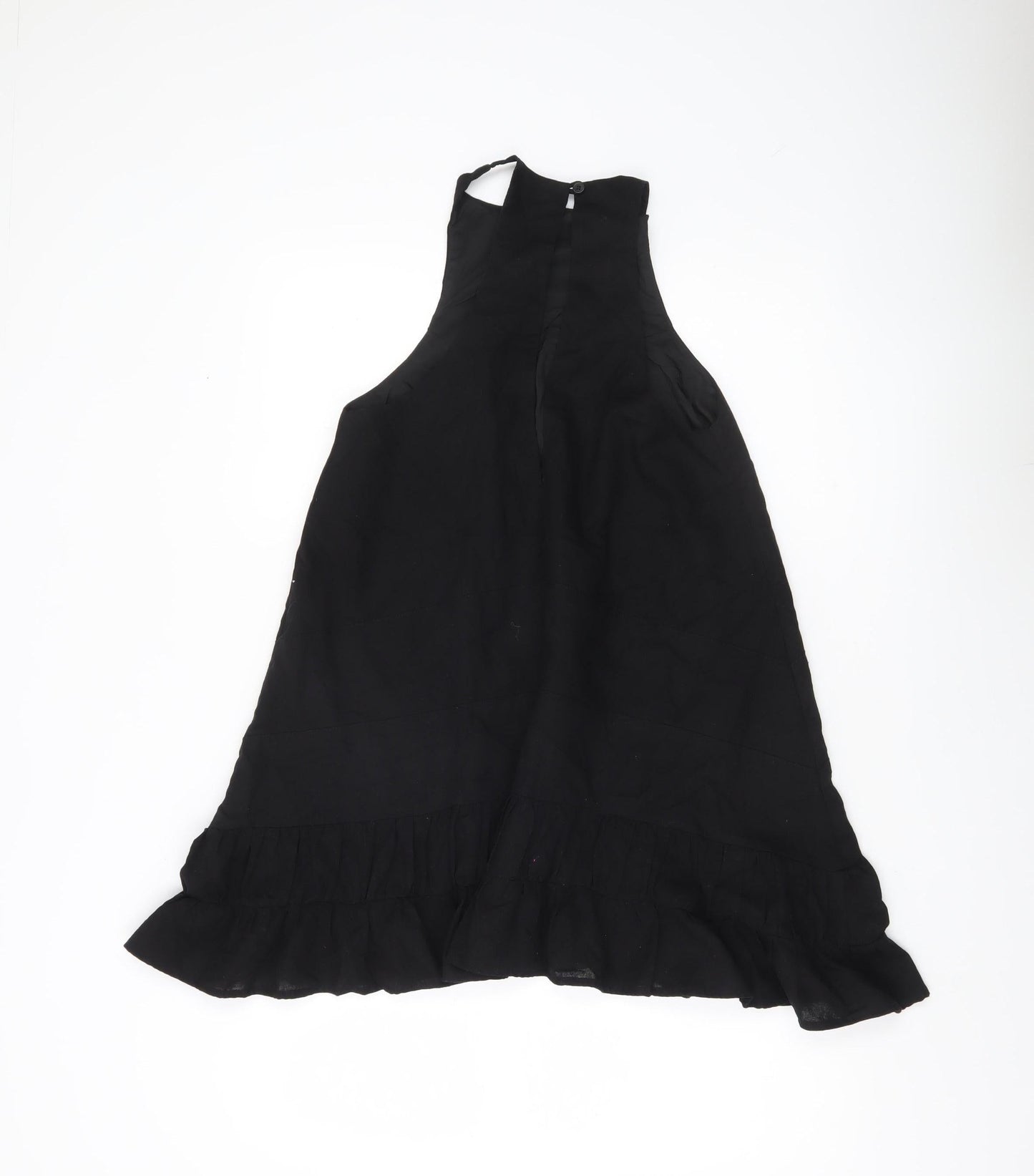 SHU SHI Women Black Cotton Halter Swing Dress Size M